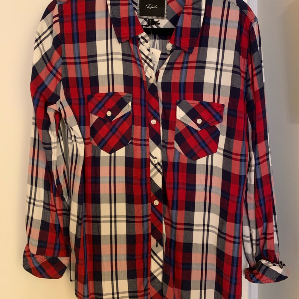 Rails red white and blue flannel